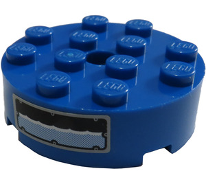 LEGO Blue Brick 4 x 4 Round with Hole with Water Level Sticker (87081)