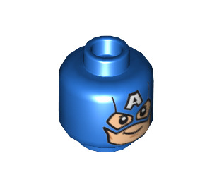 LEGO Blue Captain America Minifigure Head (Recessed Solid Stud) (3626)