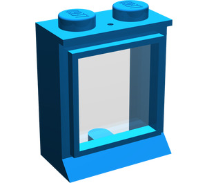 LEGO Blue Classic Window 1 x 2 x 2 with Fixed Glass, Extended Lip and Solid Studs