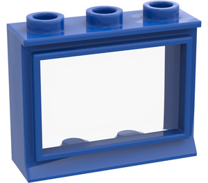 LEGO Blå Classic Vindue 1 x 3 x 2 med Fixed Glas og kort ramme