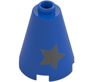 LEGO Azul Cono 2 x 2 x 2 con Plateado Estrellas (Espiga abierta) (3942)