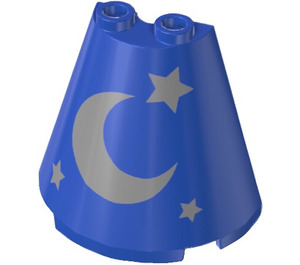 LEGO Blue Cone 2 x 4 x 3 Half with Silver Moon and Stars (38317)