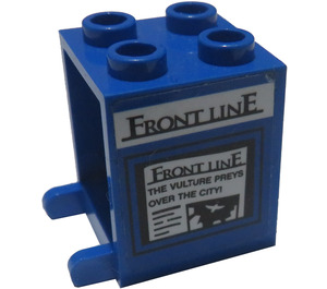 LEGO Blau Container 2 x 2 x 2 mit "Vorderseite Line" Heading Aufkleber mit versenkten Bolzen (4345)