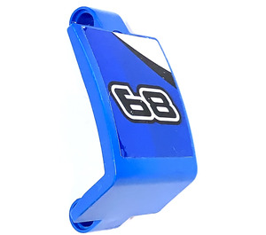 LEGO Blue Curved Panel 3 x 6 x 3 with '68' and Black and White Upper Corner (Right) Sticker (24116)