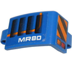LEGO Blue Curved Panel 3 x 6 x 3 with 'MR80' and Danger Stripes (Left) Sticker (24116)