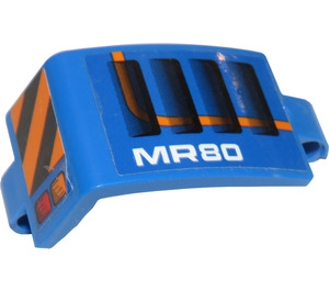 LEGO Blue Curved Panel 3 x 6 x 3 with 'MR80' and Danger Stripes (Right) Sticker (24116)