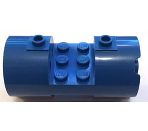 LEGO Blauw Cilinder 3 x 6 x 2.7 Horizontaal Massieve Studs in het midden (93168)