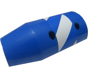 LEGO Blue Cylinder 6 x 3 x 10 Half with Taper and Four Pin Holes with Blue and White Stripes Sticker (57792)