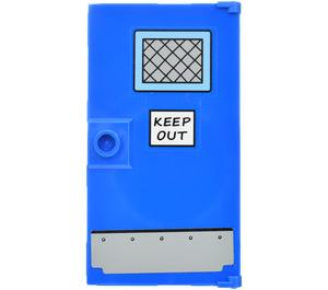 LEGO Blue Door 1 x 4 x 6 with Stud Handle with 'KEEP OUT' Sign Sticker (35290)
