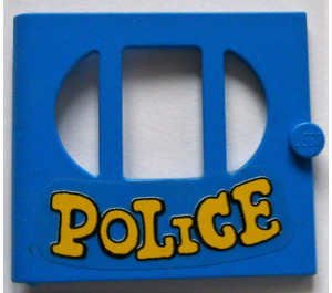 LEGO Blue Door 1 x 6 x 5 Fabuland with 3 Windows with "POLICE" Sticker