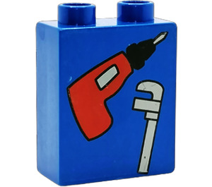 LEGO Bleu Duplo Brique 1 x 2 x 2 avec Drill et Wrench sans tube à l'intérieur (4066 / 42657)