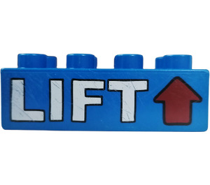 LEGO Blue Duplo Brick 2 x 4 with "LIFT" (3011)