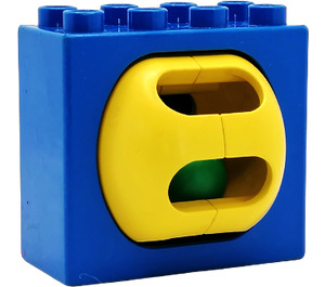 LEGO Blue Duplo Brick 2 x 4 x 3 with turning yellow rattle ball