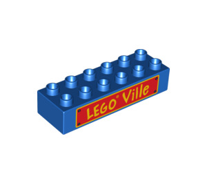LEGO Blue Duplo Brick 2 x 6 with 'LEGO VILLE' (2300 / 63157)