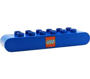 LEGO Blue Duplo Brick 2 x 8 Rounded Ends with LEGO Logo (31214)
