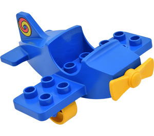 LEGO Blue Duplo Plane with Yellow Wheels and Propeller