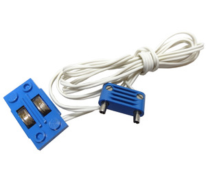 LEGO Bleu Electric Train Track Contact Base avec blanc Wire avec Connecteur (2913)