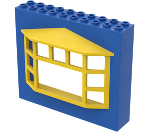 LEGO Blauw Fabuland Building Muur 2 x 10 x 7 met Geel Bay Venster