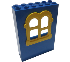 LEGO Blue Fabuland Building Wall 2 x 6 x 7 with Yellow Squared Window