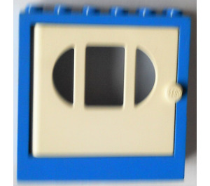 LEGO Blue Fabuland Door Frame 2 x 6 x 5 with White Door with barred oval Window