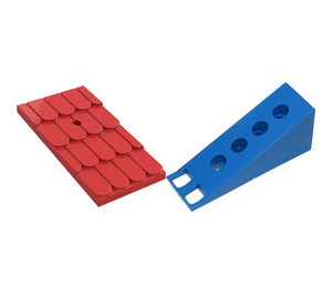 LEGO Blue Fabuland Roof Support with Red Roof Slope and Chimney Hole