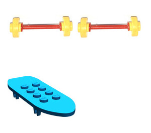 LEGO Niebieski Fabuland Skateboard with Yellow Wheels