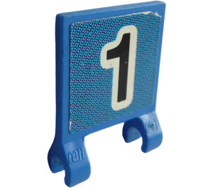 LEGO Blauw Vlag 2 x 2 met "1" Sticker zonder uitlopende rand (2335)