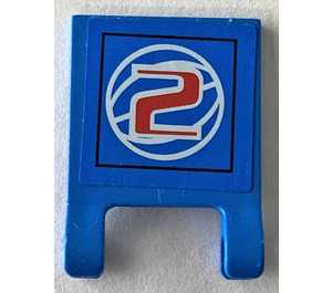 LEGO Blauw Vlag 2 x 2 met '2' Sticker zonder uitlopende rand (2335)