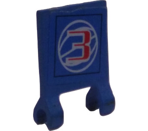 LEGO Blauw Vlag 2 x 2 met '3' Sticker zonder uitlopende rand (2335)