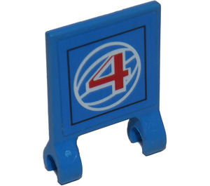 LEGO Blue Flag 2 x 2 with '4' Sticker without Flared Edge (2335)