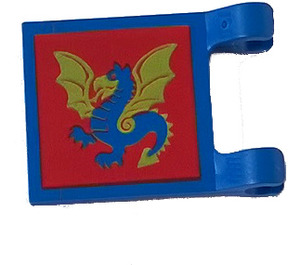 LEGO Blue Flag 2 x 2 with Dragon without Flared Edge (2335)
