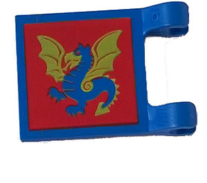 LEGO Blauw Vlag 2 x 2 met Draak zonder uitlopende rand (2335)