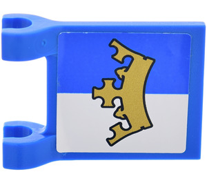 LEGO Blue Flag 2 x 2 with Gold Crown on Blue and White Background Pattern Sticker without Flared Edge (2335)