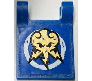 LEGO Blue Flag 2 x 2 with Gold Ninjago Lightning Power Emblem Sticker without Flared Edge (2335)