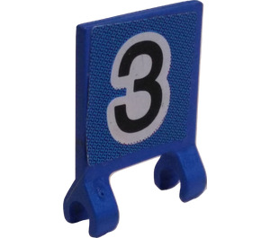 LEGO Blau Flagge 2 x 2 mit Number 3 Aufkleber ohne ausgestellten Rand (2335)