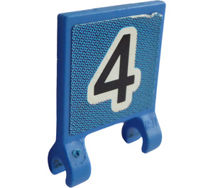 LEGO Blue Flag 2 x 2 with Number 4 Sticker without Flared Edge (2335)