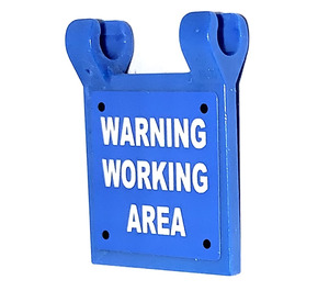 LEGO Blauw Vlag 2 x 2 met 'WARNING WORKING AREA' Sticker zonder uitlopende rand (2335)
