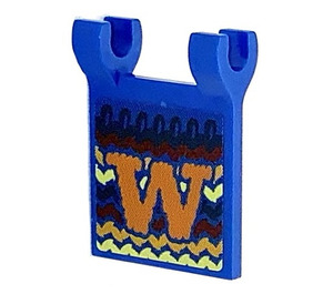 LEGO Blue Flag 2 x 2 with Weasley "W" Sweater Pattern Sticker without Flared Edge (2335)