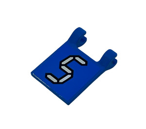 LEGO Blue Flag 2 x 2 with White Number 5 with Black Outline on Blue Background Sticker without Flared Edge (2335)