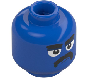 LEGO Sininen Pää jossa Grumpy Kasvot (Upotettu kiinteä nuppi) (3274)