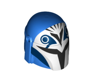 LEGO Blau Helm mit Seiten Löcher mit Bo-Katan Kryze Weiß Muster (78747 / 87610)