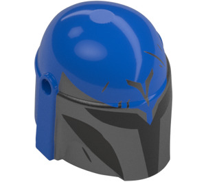 LEGO Blue Helmet with Sides Holes with Grey and Black Decoration (3807)