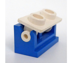 LEGO Blau Scharnier Backstein 1 x 2 mit Weiß oben Platte (3937 / 3938)