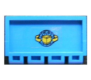 LEGO Blue Hinge Tile 2 x 4 with Ribs with Shipping Logo Sticker (2873)