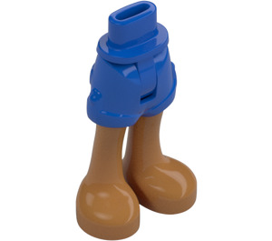 LEGO Blue Hip with Rolled Up Shorts with Bare Feet with Thin Hinge