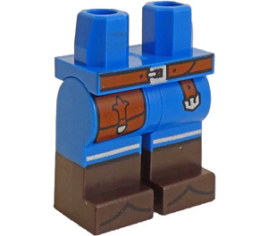 LEGO Blå Hofter og ben med Reddish Brun Belte, Pose og Dark Brun Boots (73200 / 105031)