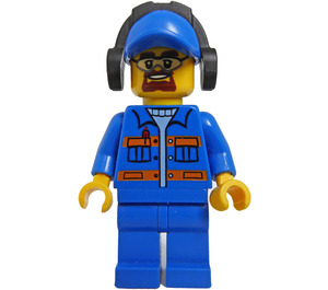 LEGO Niebieski Kurtka z Pomarańczowy Paski, Niebieski Czapka z Słuchawki I Safety Okulary ochronne Minifigurka