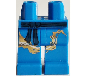 LEGO Blau Jay DX Beine mit Schwarz Sash/Gürtel und Golden Drachen Schwanz (3815 / 95392)