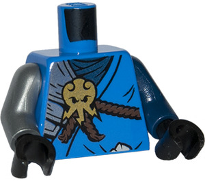 LEGO Blue Jay Torso with armor plate décoration, dark blue scarf and golden insigna, silver and dark blue arm (973 / 76382)