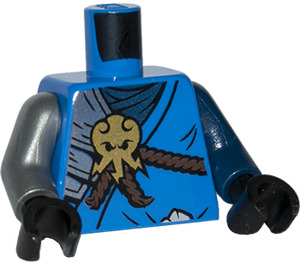 LEGO Blauw Jay Torso met Pantser Plaat décoration, dark Blauw Sjaal en golden insigna, Zilver en dark Blauw Arm (973 / 76382)